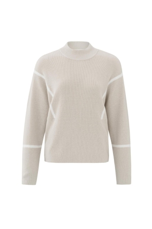 Yaya Sweater with stripes Pumice stone beige dessin