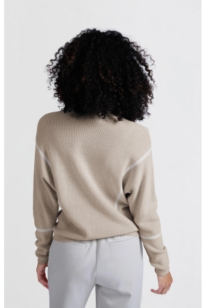 Yaya Sweater with stripes Pumice stone beige dessin