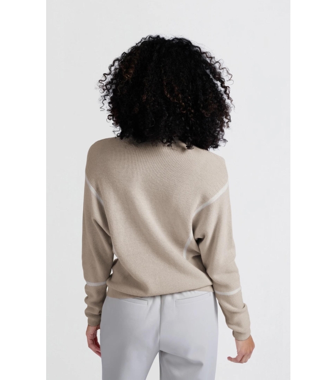 Yaya Sweater with stripes Pumice stone beige dessin