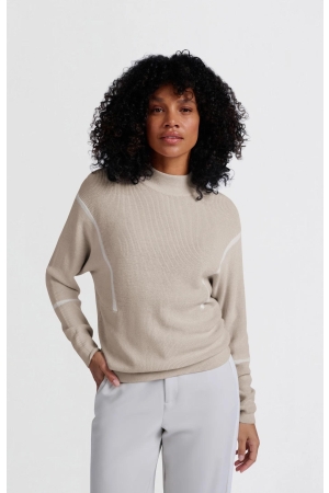 Yaya Sweater with stripes Pumice stone beige dessin