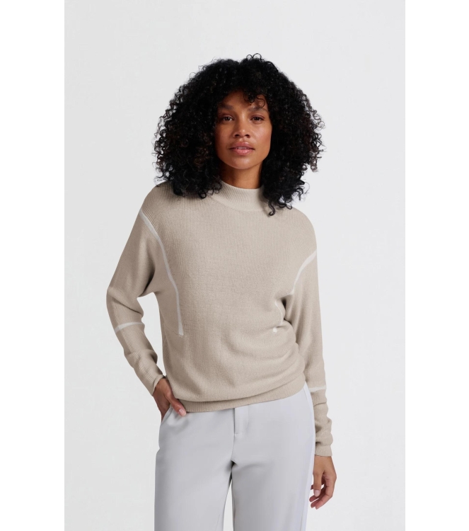 Yaya Sweater with stripes Pumice stone beige dessin
