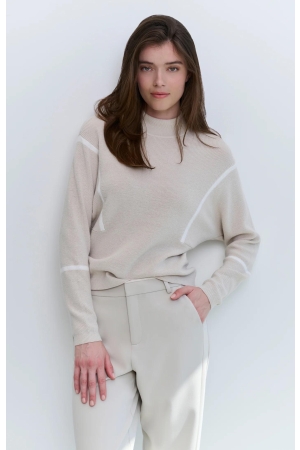Yaya Sweater with stripes Pumice stone beige dessin