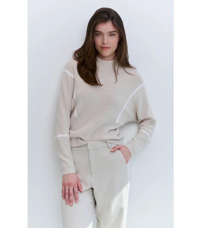 Yaya Sweater with stripes Pumice stone beige dessin