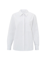 Yaya Striped blouse with cuff tape Pumice stone beige dessin