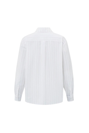 Yaya Striped blouse with cuff tape Pumice stone beige dessin