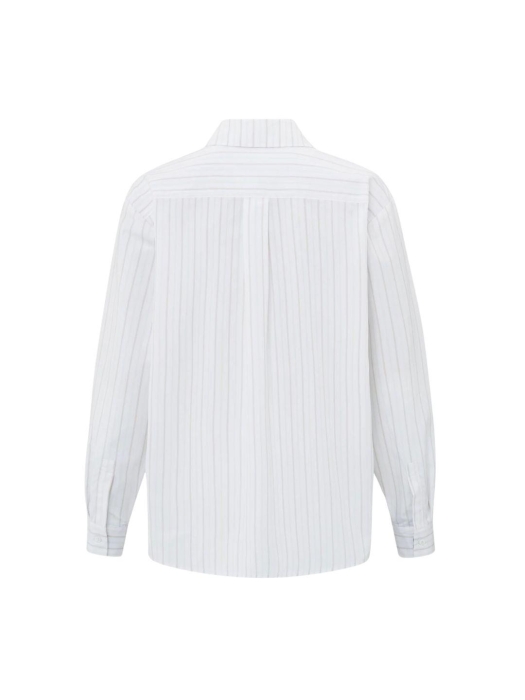 Yaya Striped blouse with cuff tape Pumice stone beige dessin
