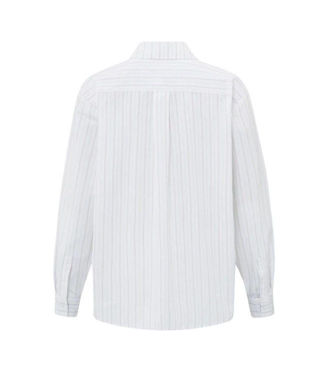 Yaya Striped blouse with cuff tape Pumice stone beige dessin