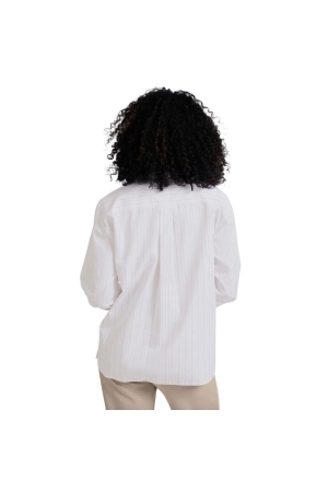Yaya Striped blouse with cuff tape Pumice stone beige dessin