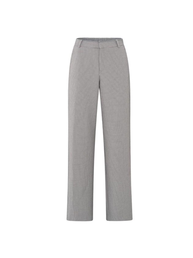 Yaya Woven checked wide leg trouser Feathe grey dessin