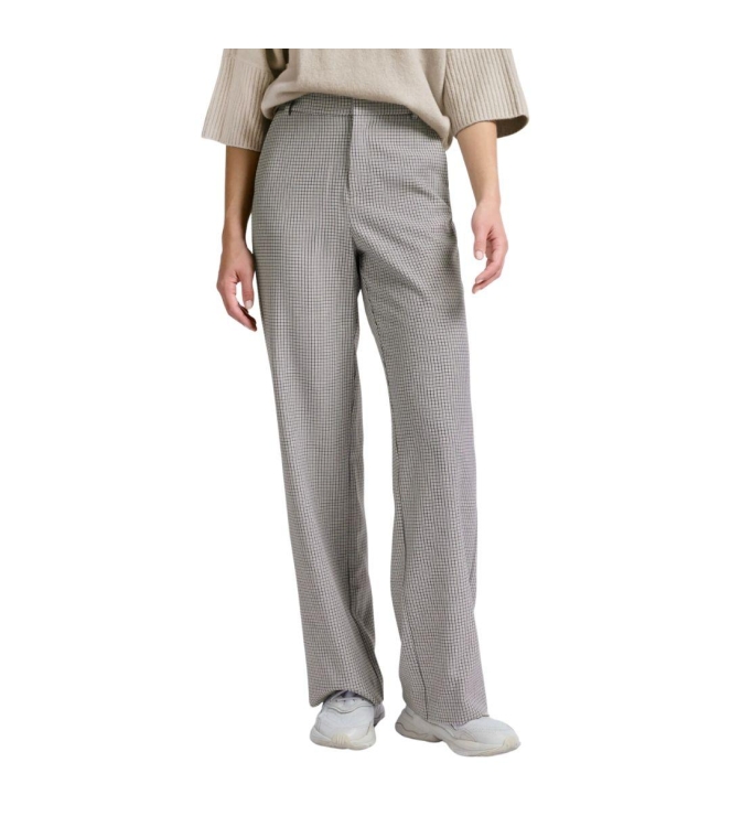 Yaya Woven checked wide leg trouser Feathe grey dessin