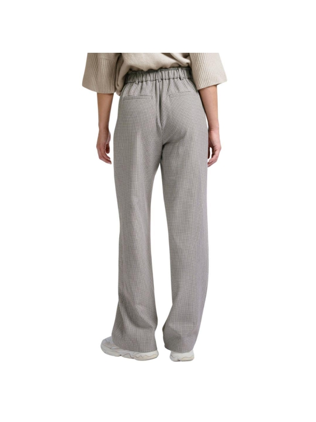 Yaya Woven checked wide leg trouser Feathe grey dessin