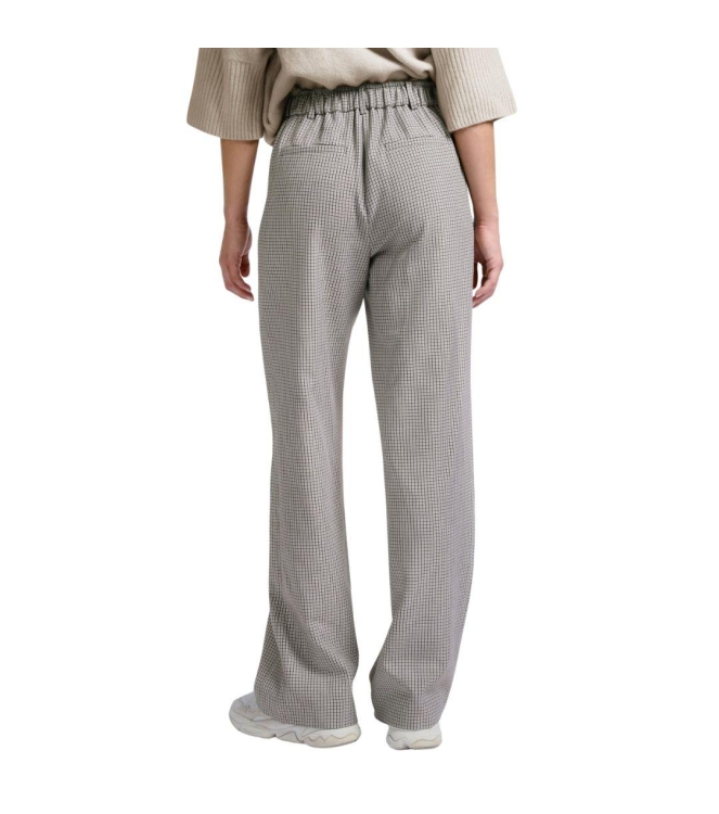Yaya Woven checked wide leg trouser Feathe grey dessin