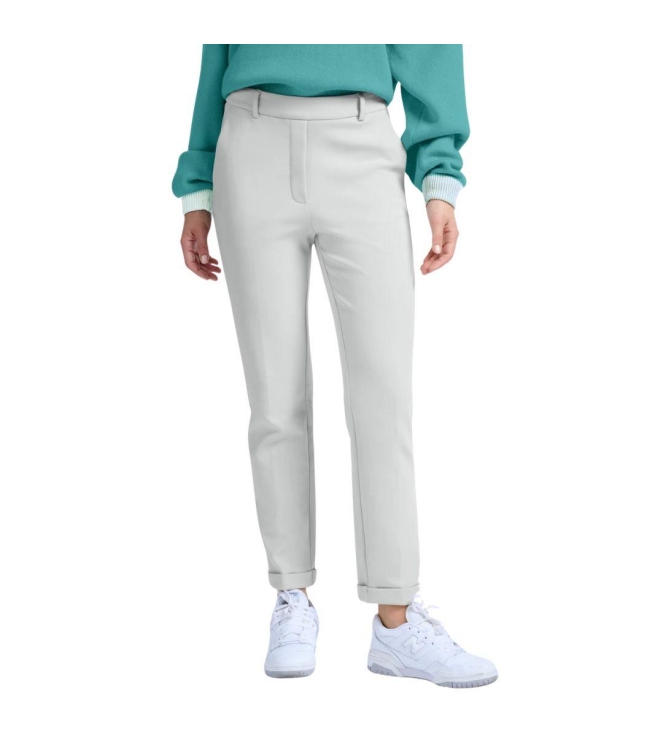 Yaya Scuba straight leg trousers Harbor mist grey