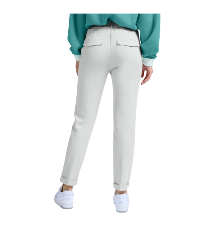 Yaya Scuba straight leg trousers Harbor mist grey