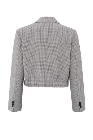 Yaya Woven checked short blazer jac Feather grey dessin