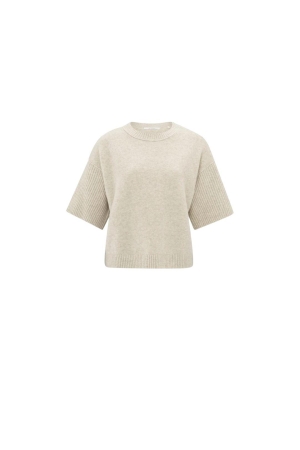Yaya Round neck sweater with rib sl