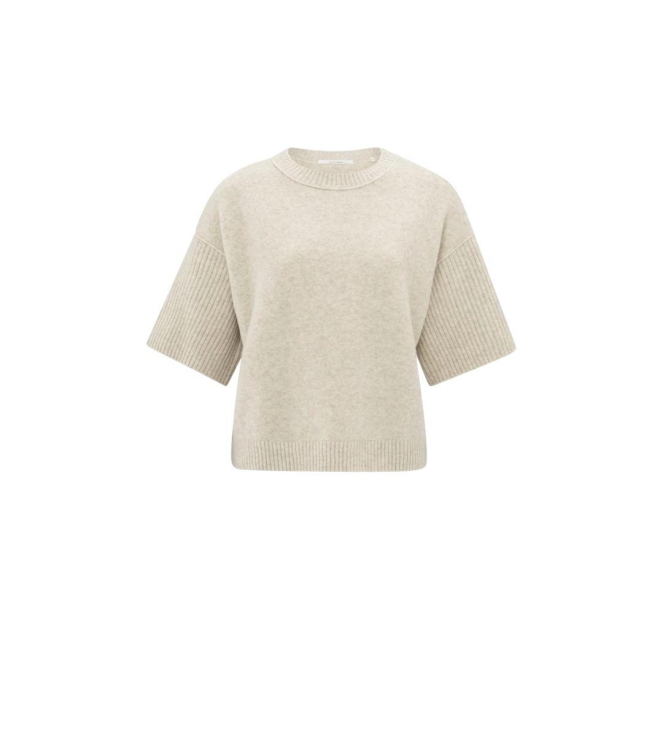 Yaya Round neck sweater with rib sl