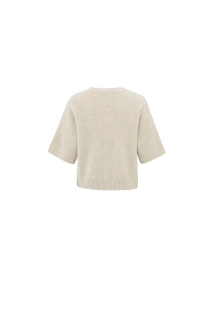 Yaya Round neck sweater with rib sl