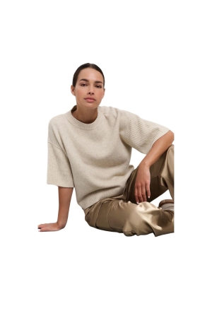 Yaya Round neck sweater with rib sl