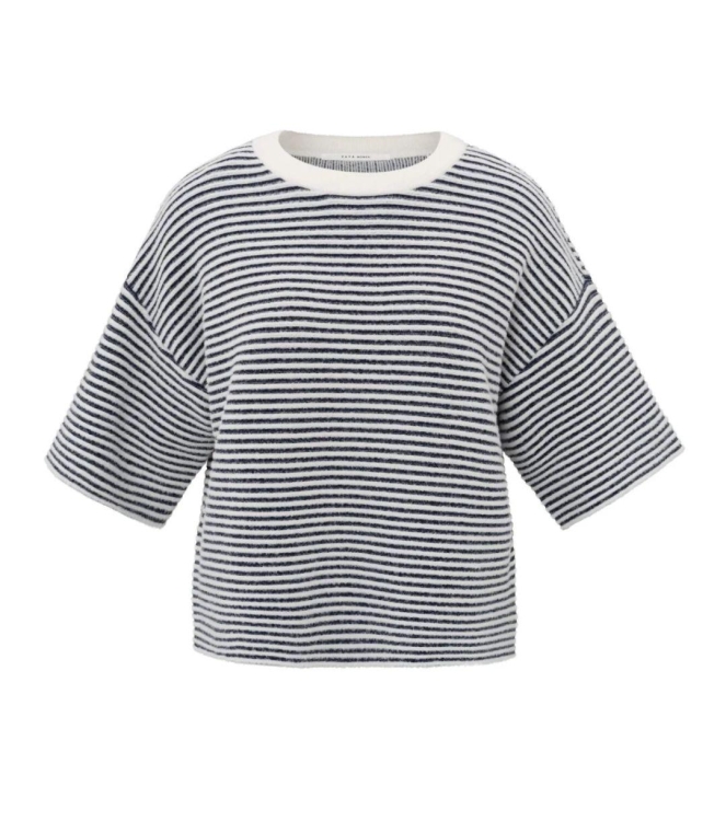 Yaya Fluffy stripe sweater ss 99986 Off white