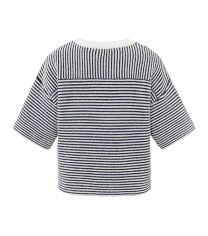 Yaya Fluffy stripe sweater ss 99986 Off white