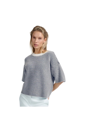 Yaya Fluffy stripe sweater ss 99986 Off white