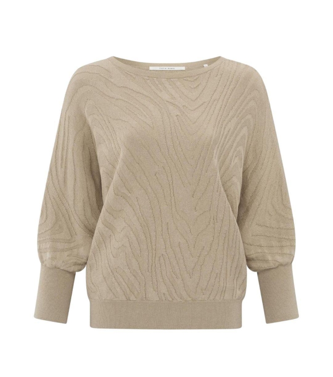 Yaya Boatneck jaquard sweater 3/4 s 51304 Humus beige