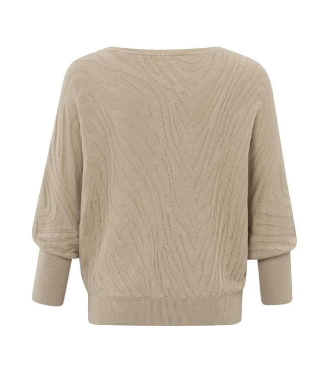 Yaya Boatneck jaquard sweater 3/4 s 51304 Humus beige