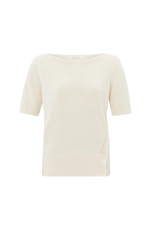 Yaya Boatneck short sleeve sweater 99993 Nature melange