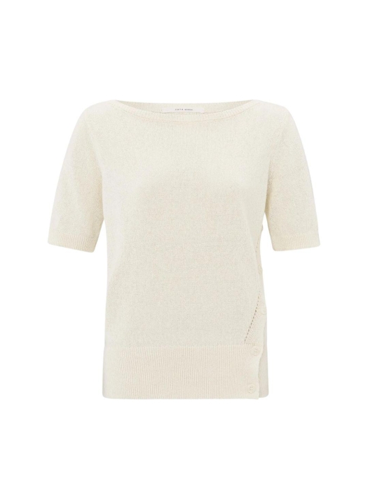 Yaya Boatneck short sleeve sweater 99993 Nature melange