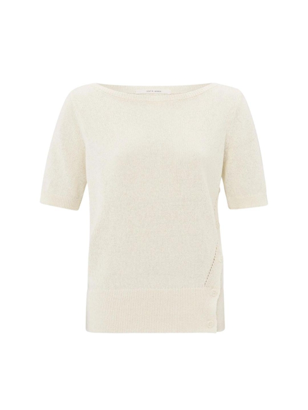 Yaya Boatneck short sleeve sweater 99993 Nature melange