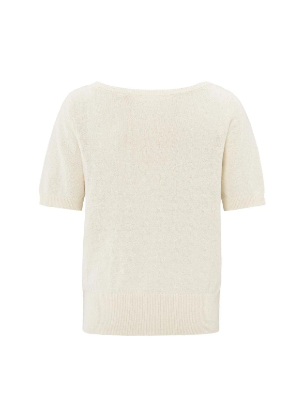 Yaya Boatneck short sleeve sweater 99993 Nature melange