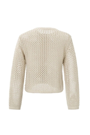 Yaya Mesh stitch cardigan with zipp 20908 Summer sand