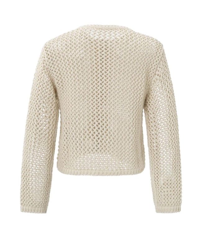 Yaya Mesh stitch cardigan with zipp 20908 Summer sand