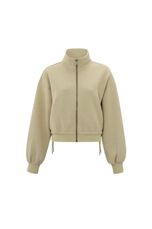 Yaya Ribbed jersey cardigan with co