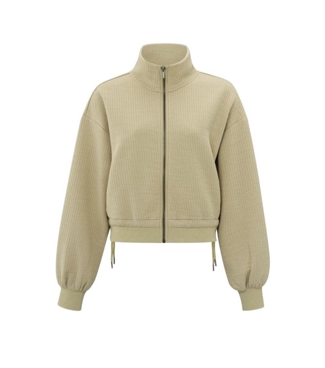 Yaya Ribbed jersey cardigan with co