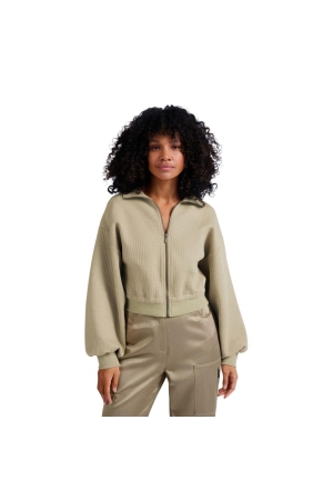 Yaya Ribbed jersey cardigan with co
