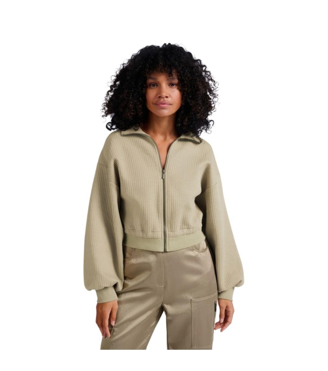 Yaya Ribbed jersey cardigan with co