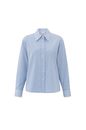 Yaya Stripe mix blouse 999771 Blue dessin