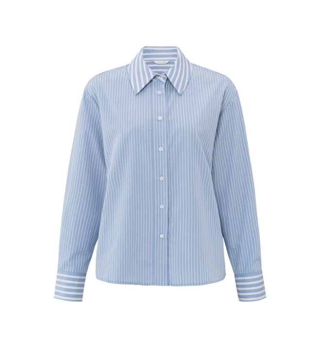 Yaya Stripe mix blouse 999771 Blue dessin