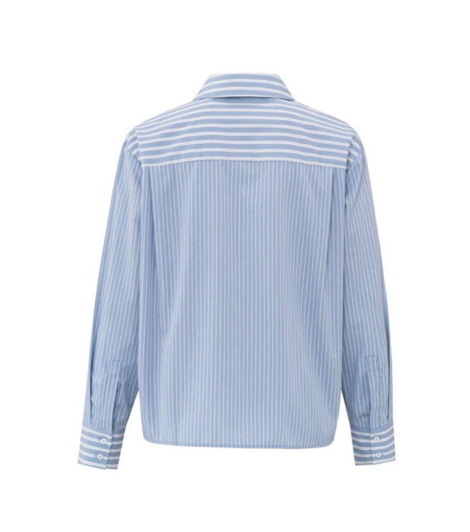Yaya Stripe mix blouse 999771 Blue dessin