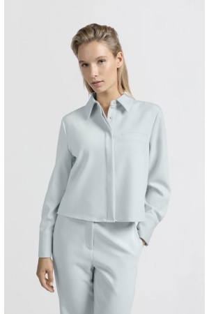 Yaya Cropped shirt with pocket 44104 Northern droplet grey