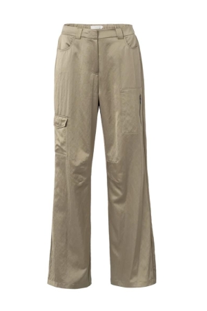 Yaya Satin wide leg trousers with c 99803 Safari