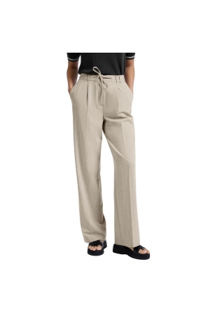 Yaya Woven pistripe wide leg trouse 513041 Humus beige dessin