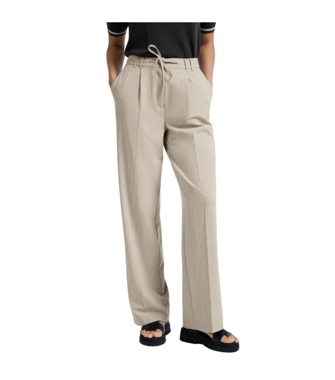 Yaya Woven pistripe wide leg trouse 513041 Humus beige dessin