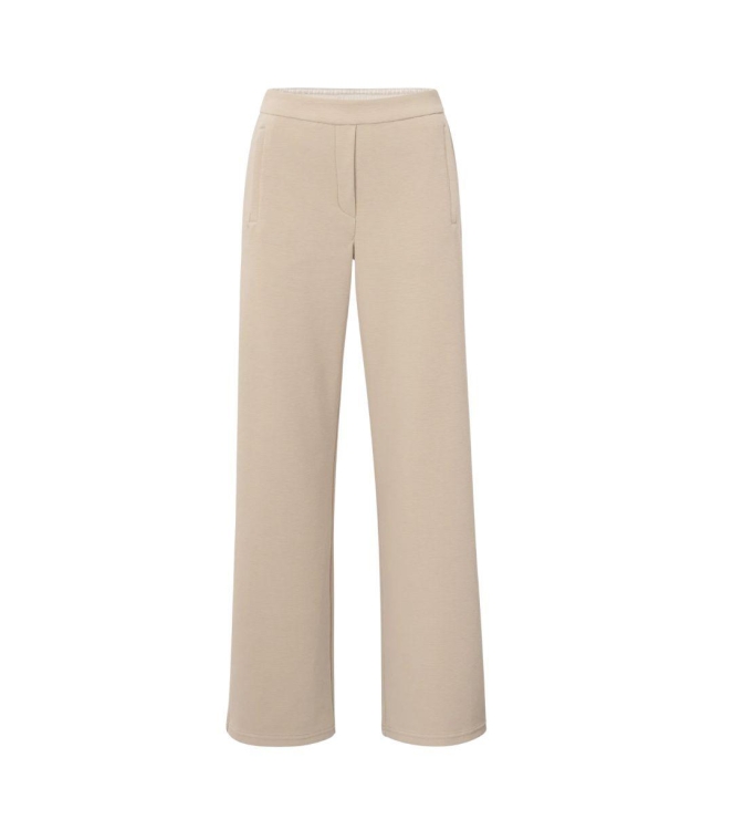 Yaya Wide leg trousers with contras 99998 Twill beige