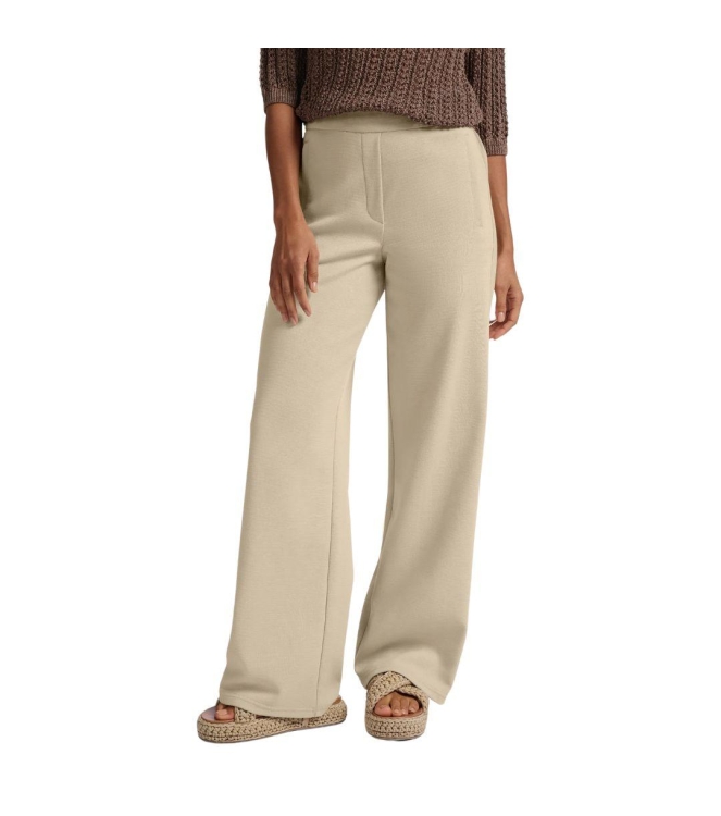 Yaya Wide leg trousers with contras 99998 Twill beige