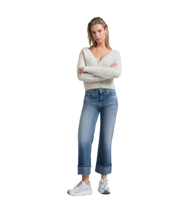 Yaya Mid waist denim w. roll-up