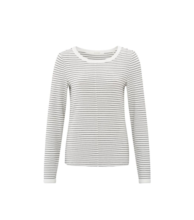 Yaya Striped long sleeve top with c Blanc de blanc white dessin