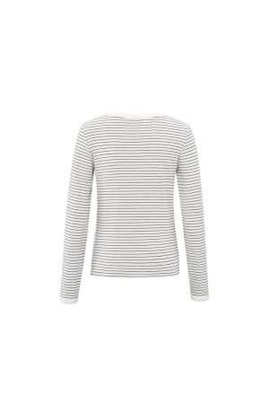 Yaya Striped long sleeve top with c Blanc de blanc white dessin